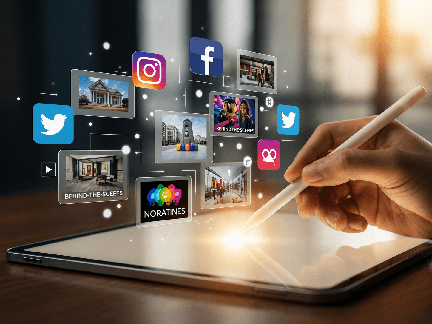 Growing social media engagement and follower trends displayed on screen