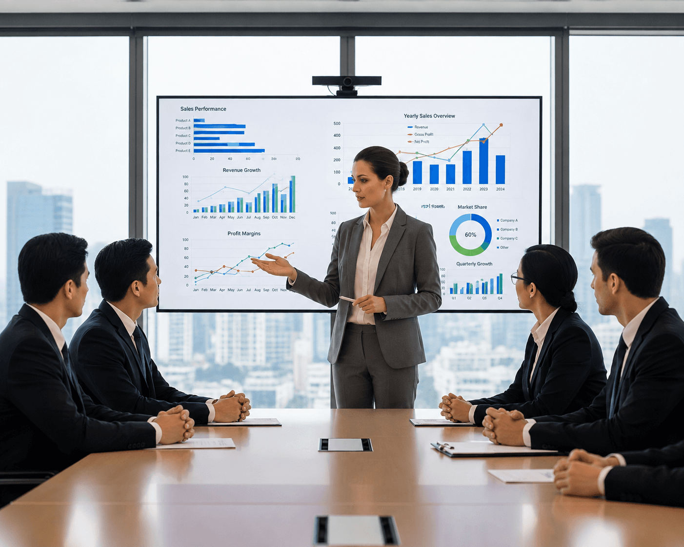 Marketing team reviewing AI-driven campaign performance gains