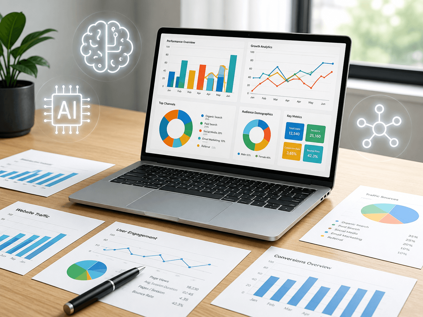 Marketing team reviewing AI-generated customer insights on a screen