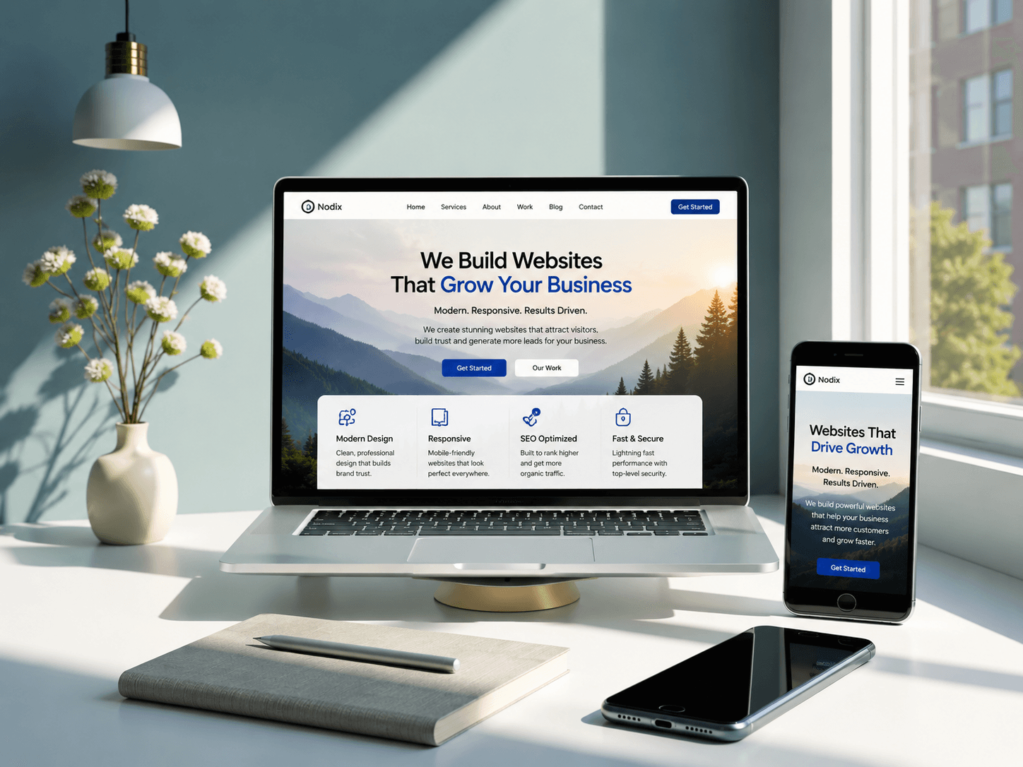 Business owner reviewing increased website enquiries and conversions